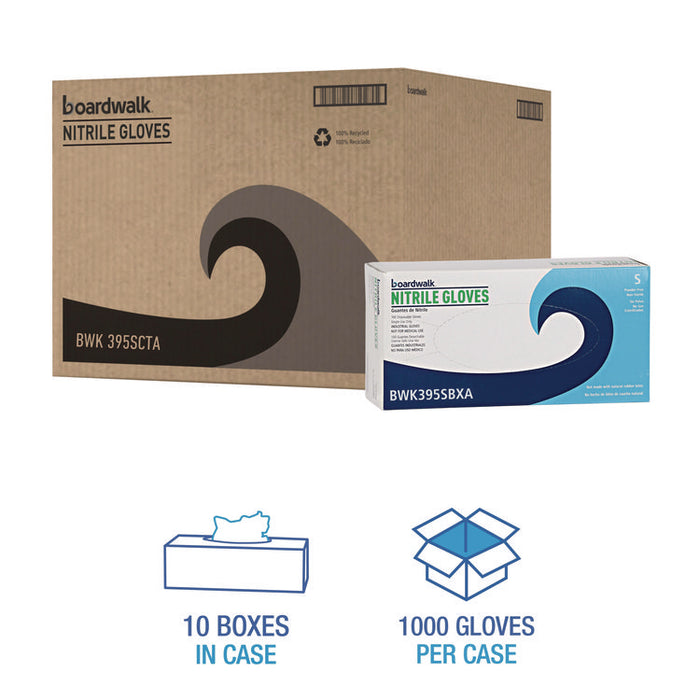 Blue Disposable Nitrile Gloves, 380 Series, Powder-Free, Large, 4 mil Thick, 9.5" Long, Blue, 100/Box, 10 Boxes/Carton