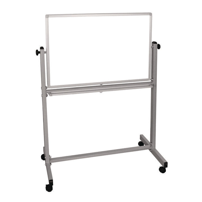 Mobile Magnetic Whiteboard, 36" x 24", White Surface, Silver Aluminum Frame