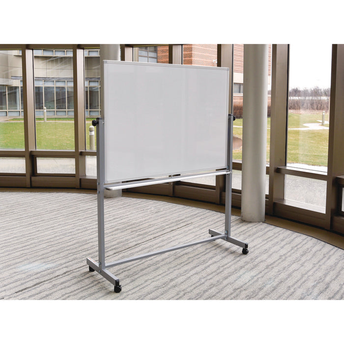 Mobile Magnetic Whiteboard, 72" x 40", White Surface, Silver Aluminum Frame