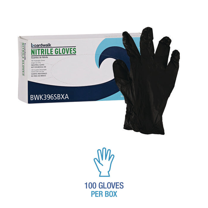 396 Series Disposable General-Purpose Nitrile Gloves, Powder-Free, Small, 4.4 mil Thick, 9.5" Long, Black, 100/BX, 10 BX/CT