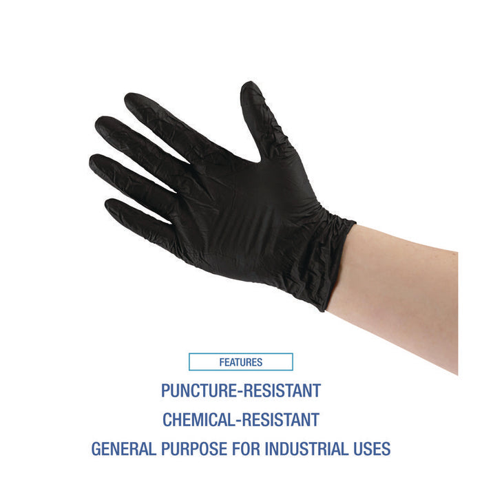 396 Series Disposable General-Purpose Nitrile Gloves, Powder-Free, Small, 4.4 mil Thick, 9.5" Long, Black, 100/BX, 10 BX/CT