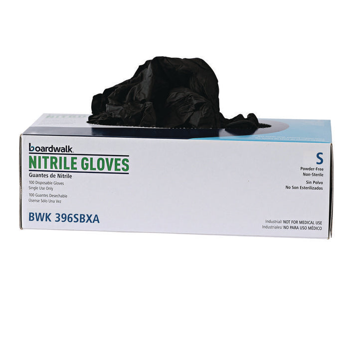 396 Series Disposable General-Purpose Nitrile Gloves, Powder-Free, Small, 4.4 mil Thick, 9.5" Long, Black, 100/Box