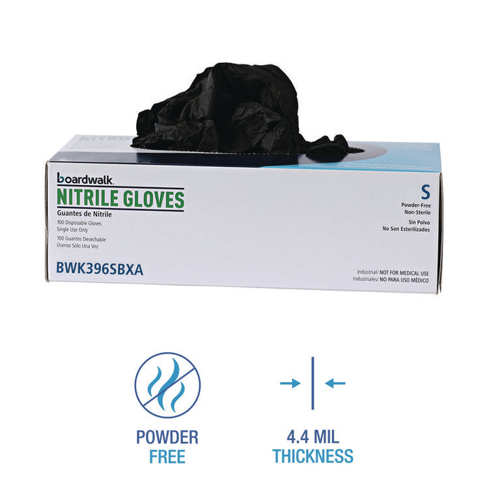 396 Series Disposable General-Purpose Nitrile Gloves, Powder-Free, Small, 4.4 mil Thick, 9.5" Long, Black, 100/Box