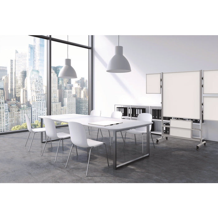 Mobile Collaboration Station Whiteboard with 4 Attachable Marker Boards, 40.4" x 48.6", White Surface, Silver Aluminum Frame