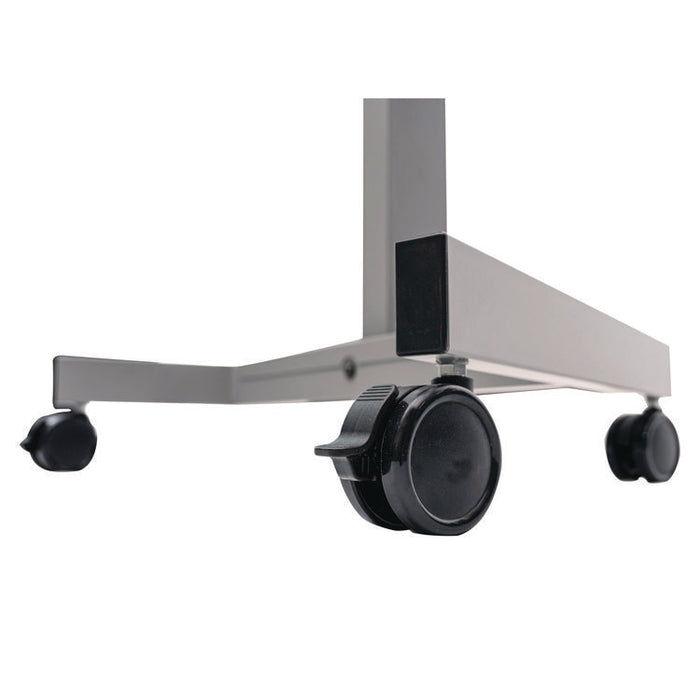 Sit Stand Student Desk with Crank Handle, 27.5 x 19.5 x 26.25 to 42, White/Gray