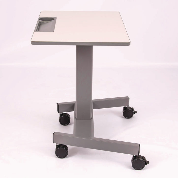 Pneumatic Sit Stand Desk, 27.5 x 19.5 x 26.25 to 42, White/Gray