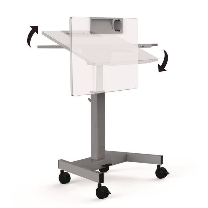 Pneumatic Adjustable Height Flip Top Student Desk, 27.5 x 19.5 x 26.25 to 42, White/Gray