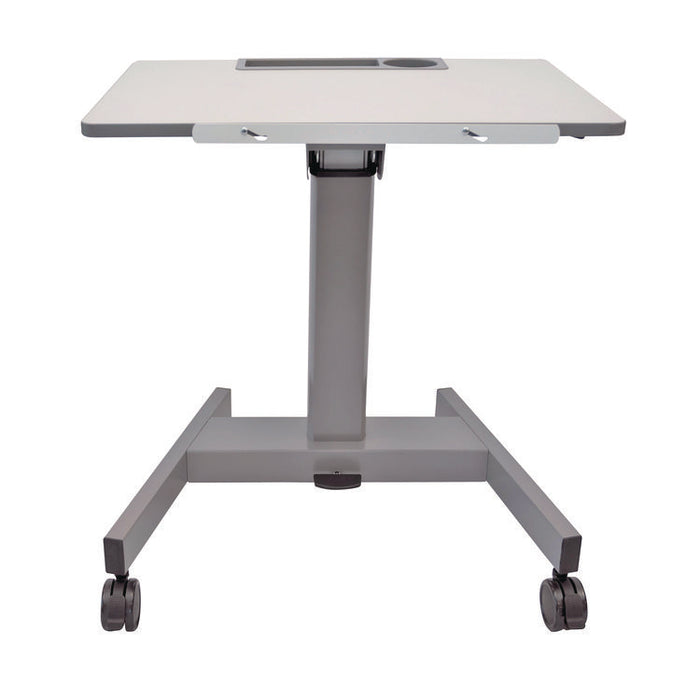 Pneumatic Adjustable Height Flip Top Student Desk, 27.5 x 19.5 x 26.25 to 42, White/Gray