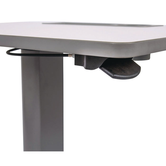 Pneumatic Adjustable Height Flip Top Student Desk, 27.5 x 19.5 x 26.25 to 42, White/Gray