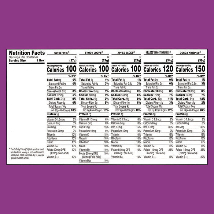 Cereal Assortment Pack, Assorted Flavors, Single Serve Box, 25/Carton