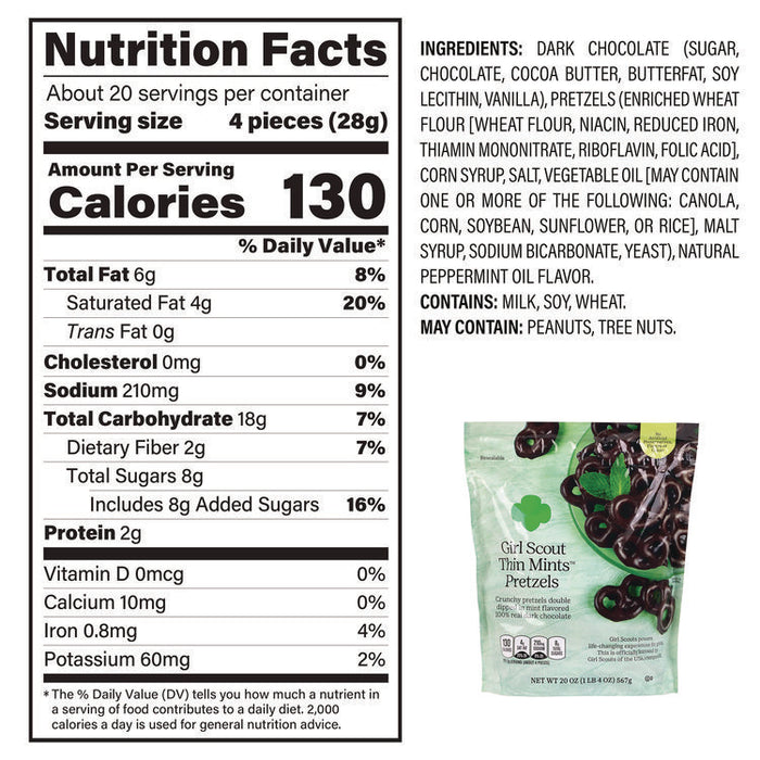 Thin Mints Pretzels, Mint Chocolate, 20 oz Bag