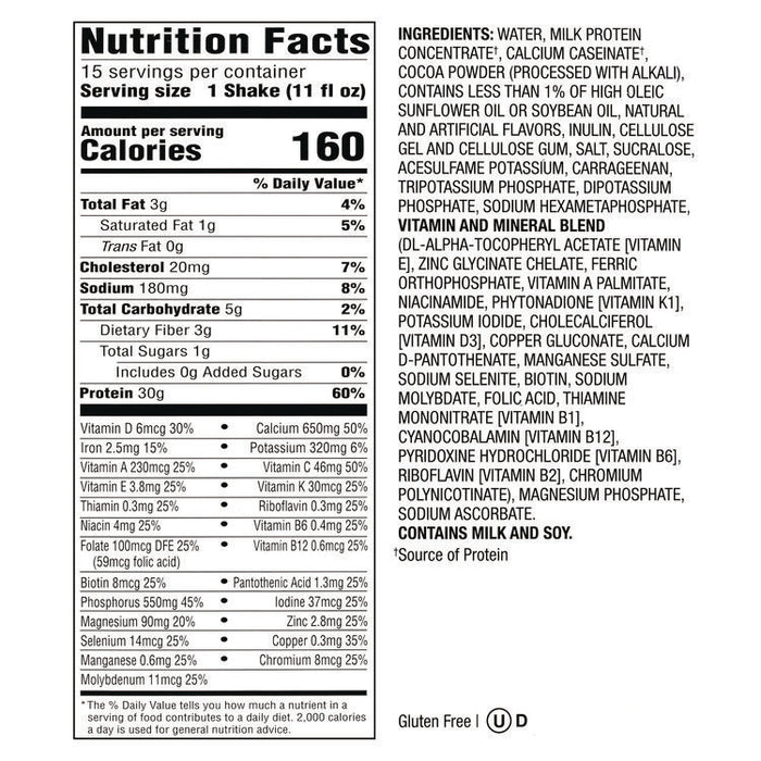 Chocolate Shake, 11 oz Single-Serve Container, 15/Carton