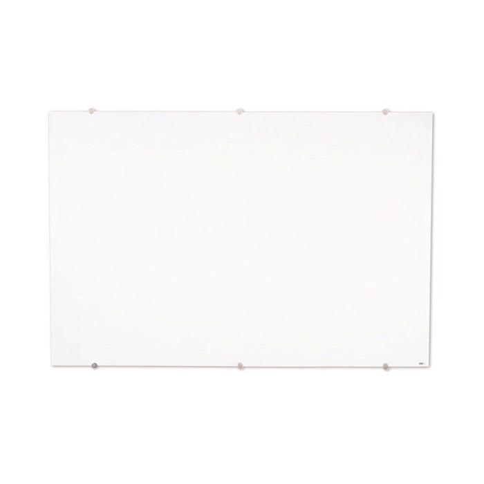 Magnetic Wall-Mounted Glass Board, 48" x 36", White Surface, Silver Aluminum Frame