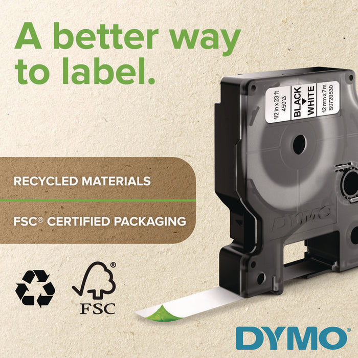 D1 High-Performance Polyester Removable Label Tape, 0.5" x 23 ft, Red on White