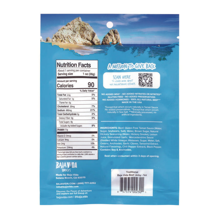 Beef Jerky Traditional Snack Pack, Original, 1 oz Packet, 12/Carton