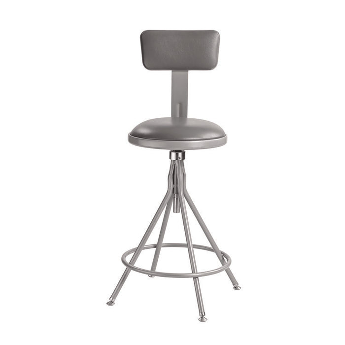 6500 Series Height Adj Heavy Duty Vinyl Swivel Stool with Backrest, Supports Up to 500 lb, 24" to 30" Seat Height, Gray
