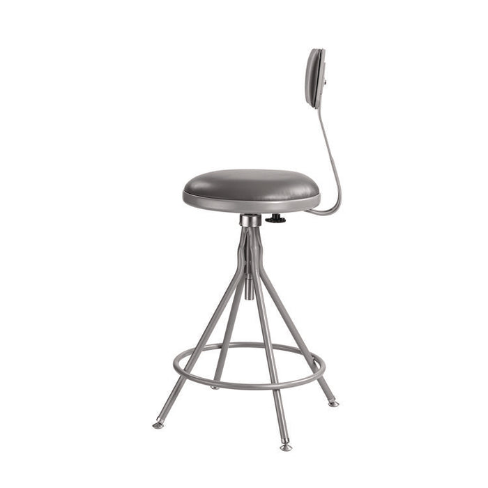 6500 Series Height Adj Heavy Duty Vinyl Swivel Stool with Backrest, Supports Up to 500 lb, 24" to 30" Seat Height, Gray