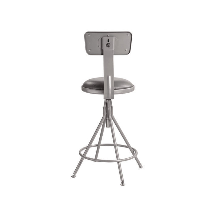 6500 Series Height Adj Heavy Duty Vinyl Swivel Stool with Backrest, Supports Up to 500 lb, 24" to 30" Seat Height, Gray