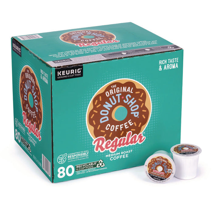 Donut Shop Coffee K-Cups, Regular, 80/Carton