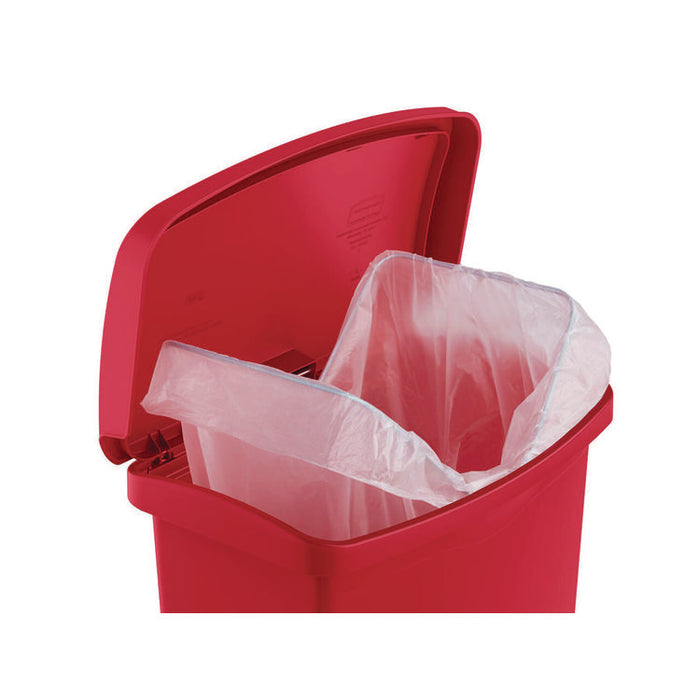 Streamline Resin Step-On Container, Front Step Style, 13 gal, Polyethylene, Red