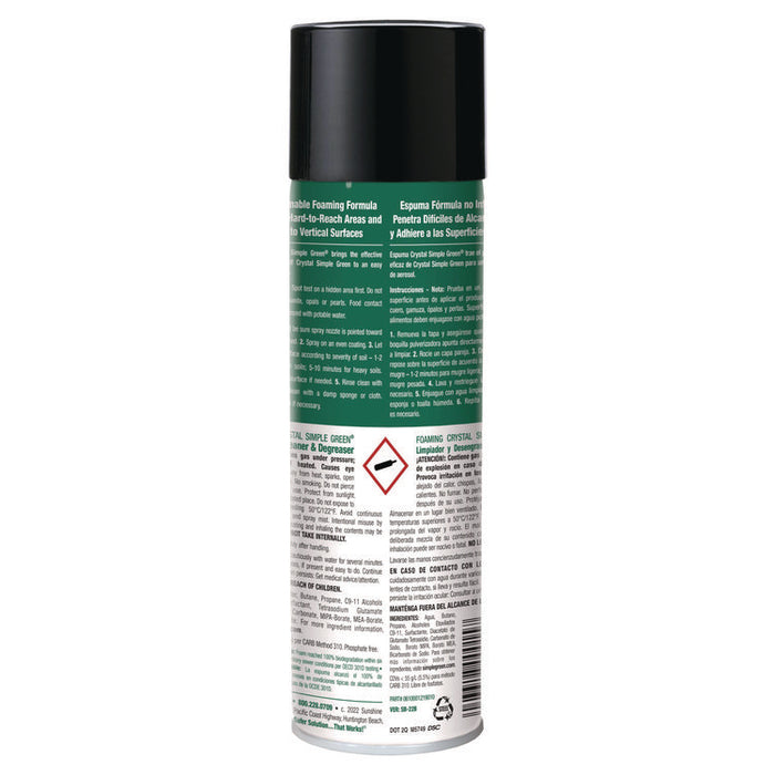 Foaming Crystal Industrial Cleaner and Degreaser, 20 oz Aerosol Spray, 12/Carton