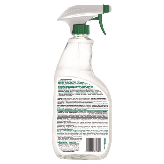 Crystal Industrial Cleaner/Degreaser, 24 oz Spray Bottle, 12/Carton