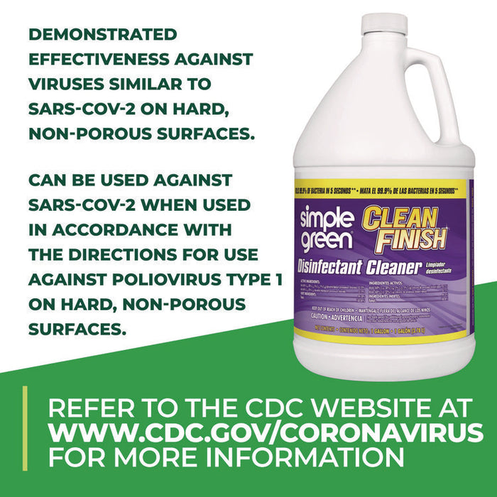 Clean Finish Disinfectant Cleaner, Herbal Scent, 1 gal Bottle, 4/Carton