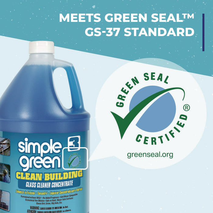 Clean Building Glass Cleaner Concentrate, 1 gal Bottle, 2/Carton