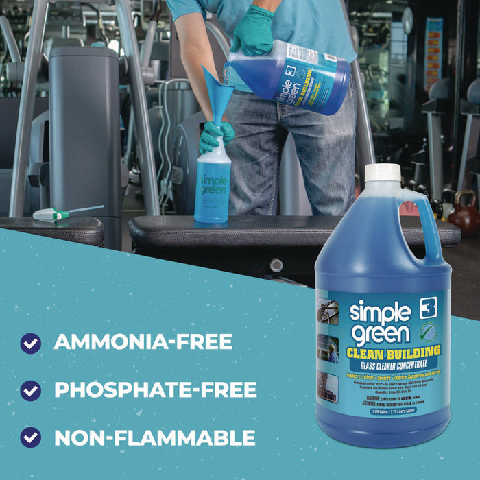 Clean Building Glass Cleaner Concentrate, 1 gal Bottle, 2/Carton