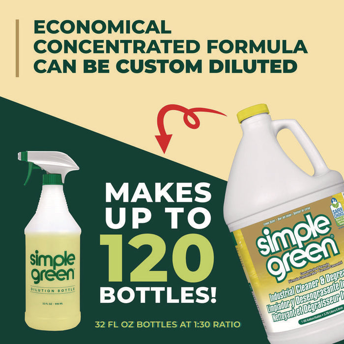 Industrial Cleaner and Degreaser, Concentrated, 1 gal Bottle, 6 Bottles/Carton