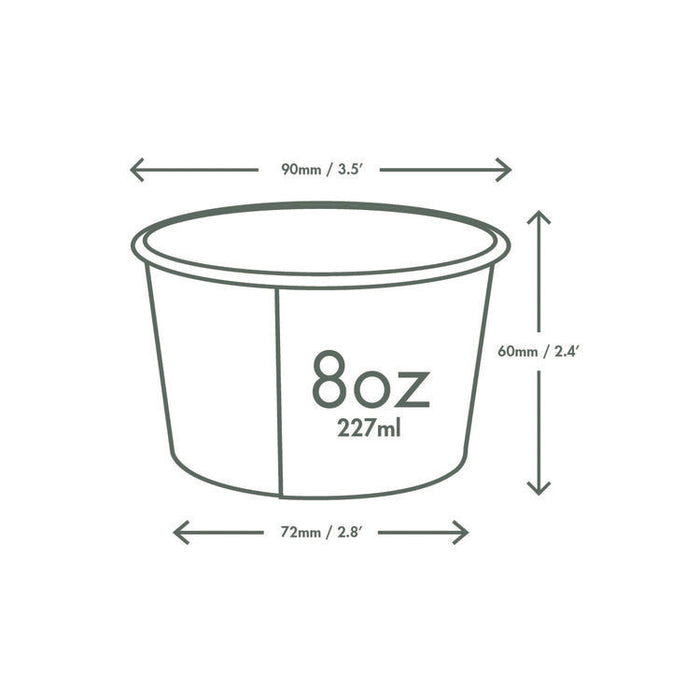 Soup Containers, 8 oz, 3.5" Diameter x 2.4" h, White/Green, Paper, 1,000/Carton
