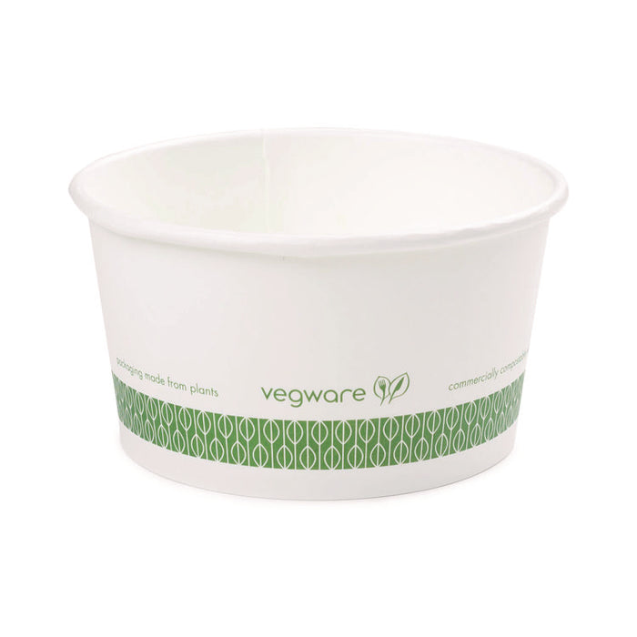 Soup Containers, 12 oz, 4.5" Diameter x 2.5" h, White/Green, Paper, 500/Carton