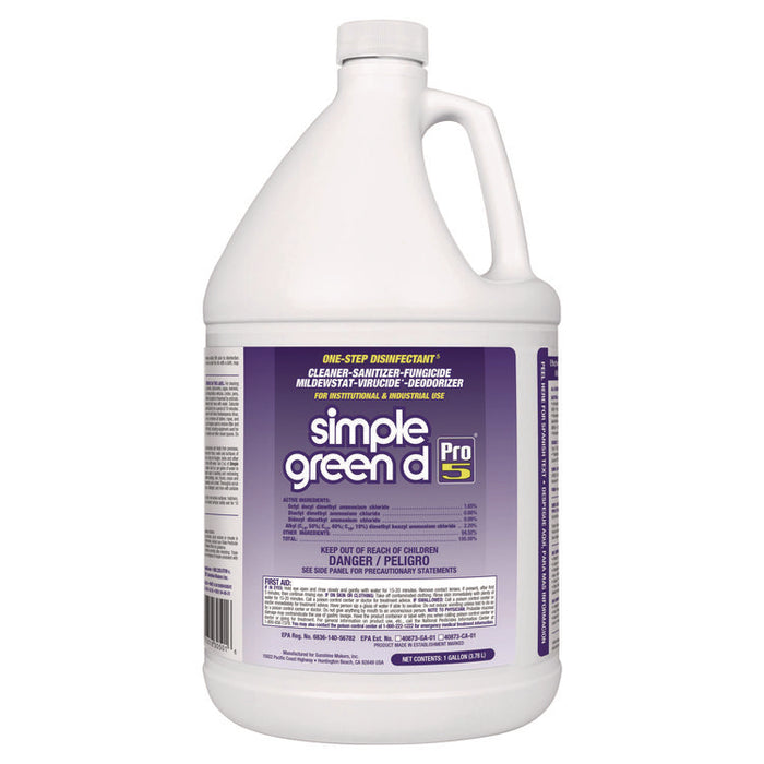 d Pro 5 Disinfectant, Unscented, 1 gal Bottle, 4/Carton
