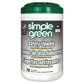Simple Green Multi-Purpose Cleaning Safety Towels - 10" Width x 11.75" Length - Green - 75/Tub - 1 Each