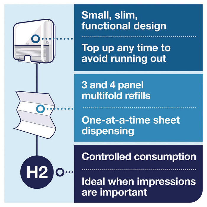 Xpress Mini Multifold Hand Towel Dispenser H2, 11.9 x 4 x 11.6, White