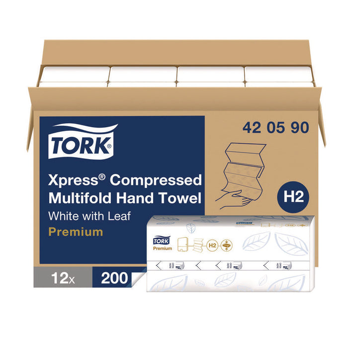 Xpress Compressed Multifold Hand Towels, 1-Ply, 8.3 x 9.45, White, 200/Pack, 12 Packs/Carton