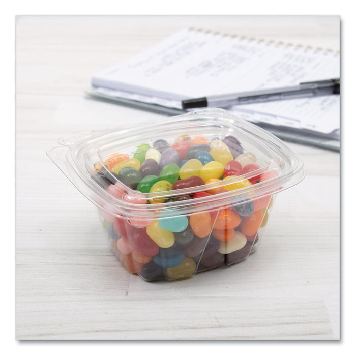 ClearPac SafeSeal Tamper-Resistant/Evident Containers, Flat Lid, 4 oz, 3.72 x 4.2 x 1.41, Clear, 100/Pack, 4 Packs/Carton
