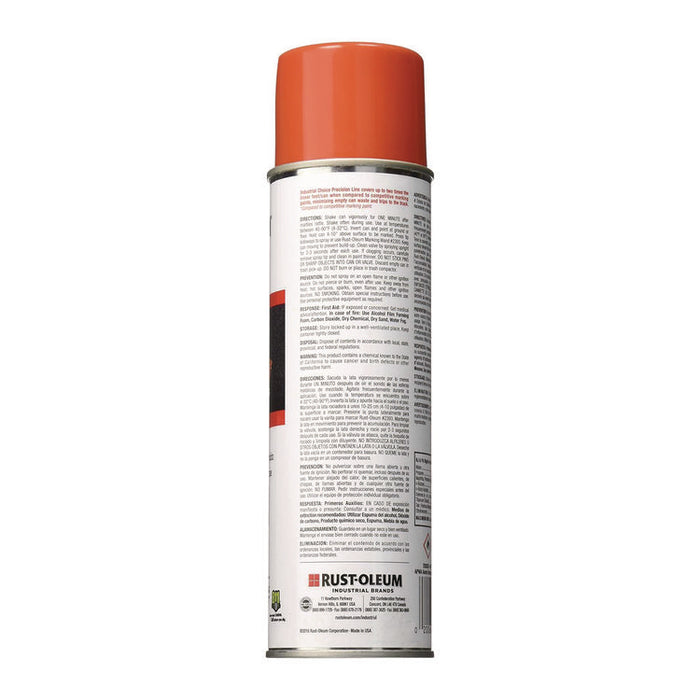 Industrial Choice Precision Line Marking Paint, Flat/Matte Orange, 20 oz Aerosol Can, 12/Carton