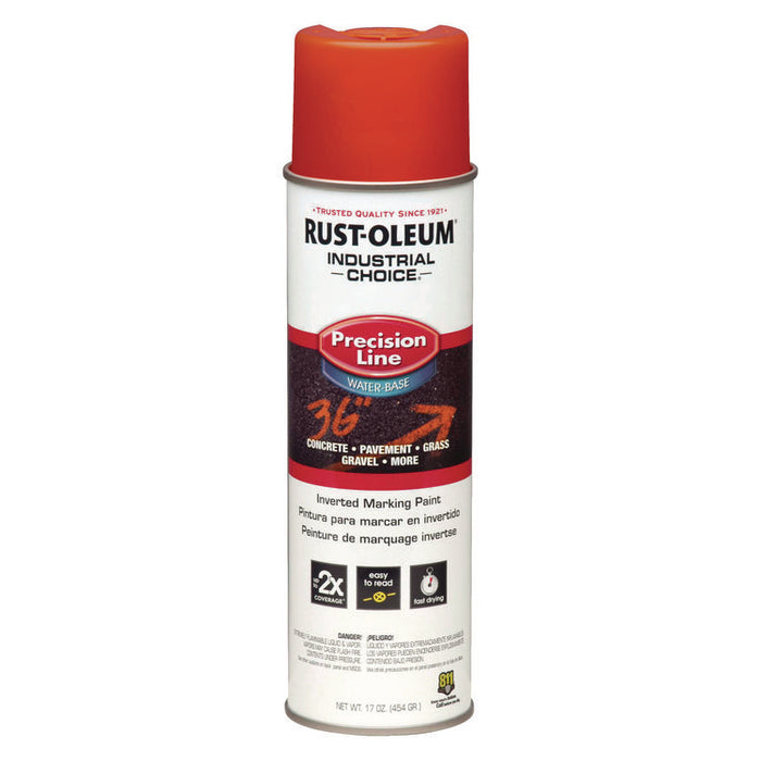 Industrial Choice Precision Line Marking Paint, Flat/Matte Orange, 20 oz Aerosol Can, 12/Carton