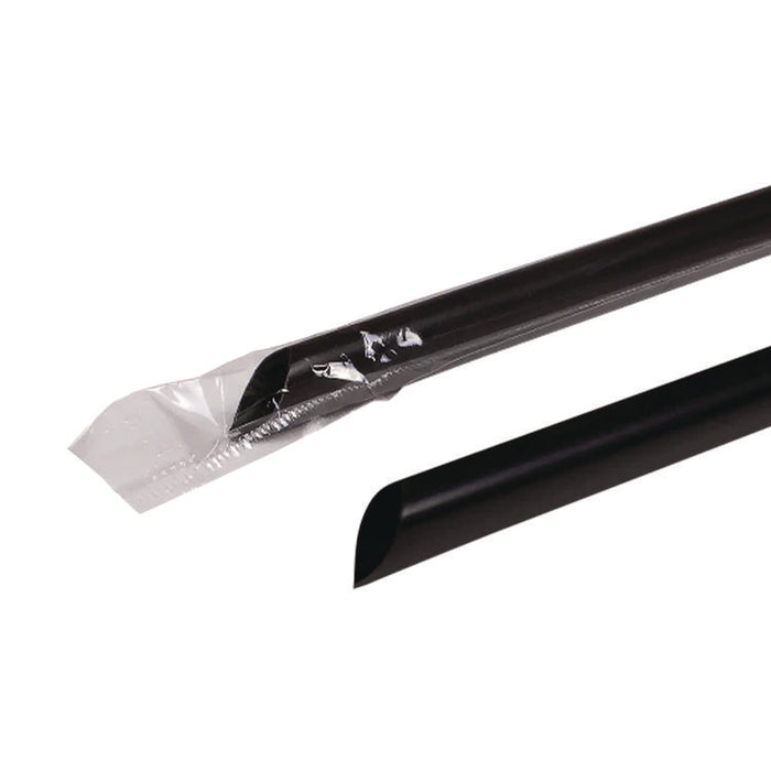 Jumbo Straws, 9", Plastic, Black, 2,000/Carton