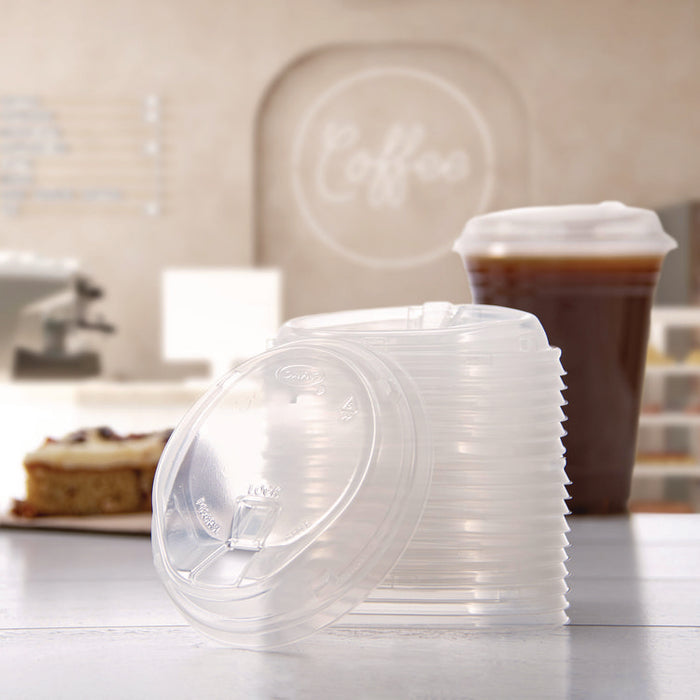 Prima Strawless Plastic Lids, Fits 12 oz to 26 oz Cold Cups, Clear, 100/Sleeve, 10 Sleeves/Carton