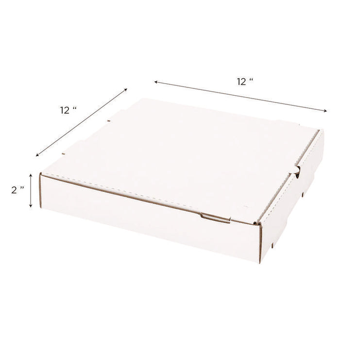Corrugated Pizza Boxes, 12 x 12 x 1.97, White/Brown, 50/Carton