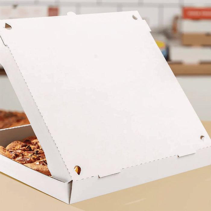 Corrugated Pizza Boxes, 16 x 16 x 1.97, White/Brown, 50/Carton