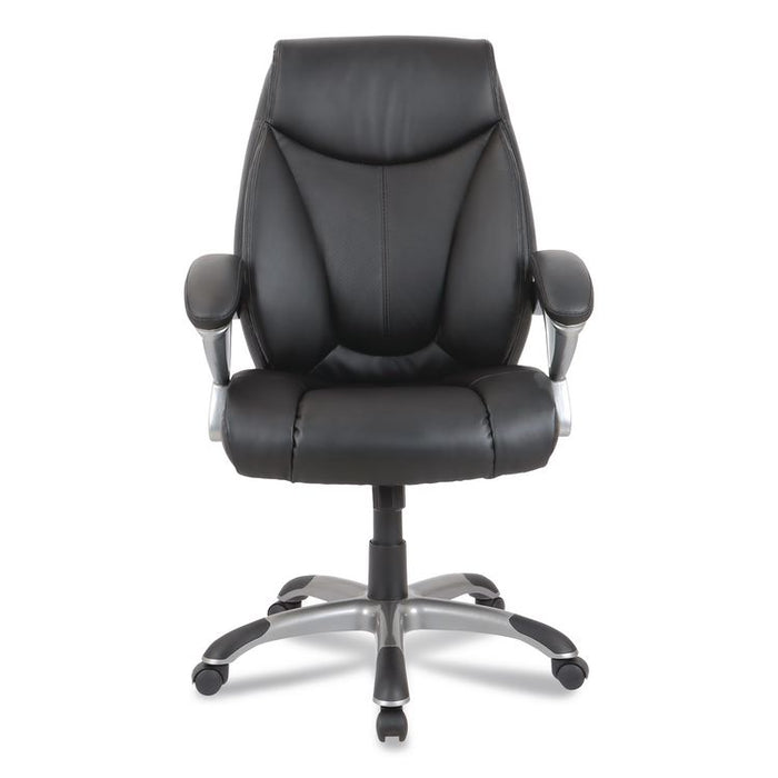 Alera Fulford Bonded Leather High-Back Managers Chair, Supports 275lb, 18.62-22.56" Seat Height, Black Seat/Back, Silver Base