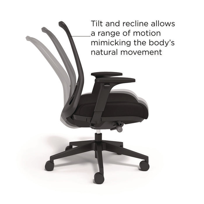 Alera Kempton Ergonomic Fabric Mesh Swivel Task Chair, Supports Up to 275lb, 18.31 to 22.17 Seat Height, Black Seat/Back/Base