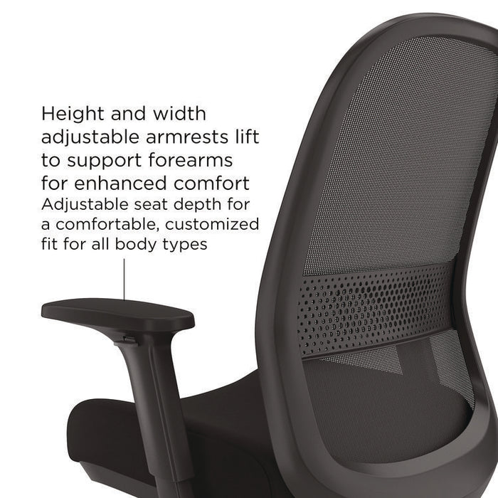 Alera Kempton Ergonomic Fabric Mesh Swivel Task Chair, Supports Up to 275lb, 18.31 to 22.17 Seat Height, Black Seat/Back/Base