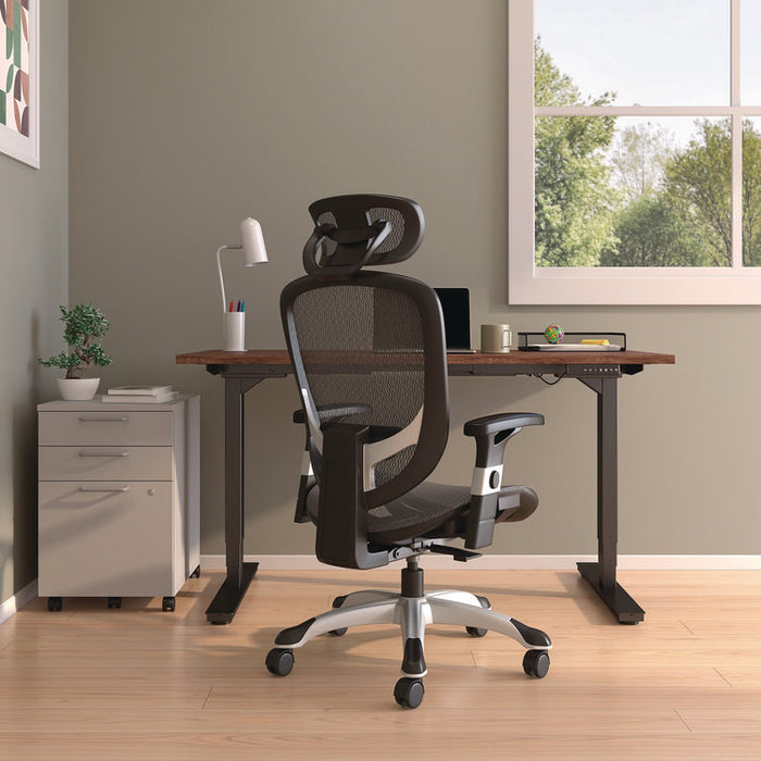 Alera Minerva Ergonomic Mesh Swivel Task Chair, Support Up to 275lb, 17.24 to 20.98 Seat Height, Black Seat/Back, Silver Base