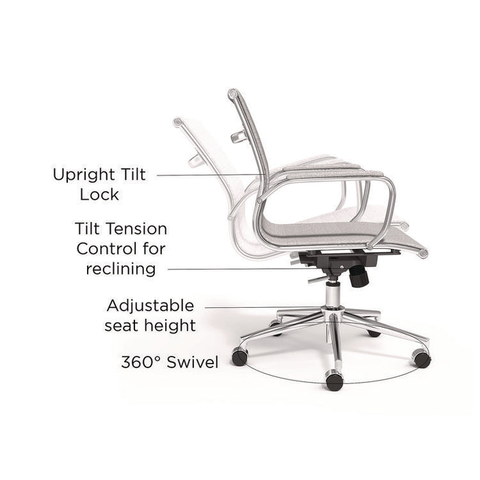 Alera Siskin Fabric Managers Chair, Supports Up to 275 lb, 16.93 to 20.67 Seat Height, Gray Seat, Gray Back, Chrome Base