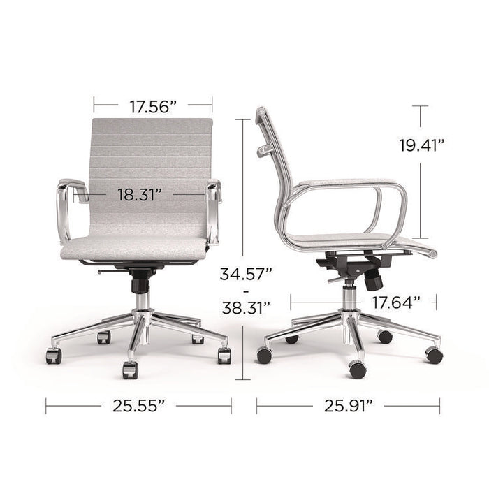 Alera Siskin Fabric Managers Chair, Supports Up to 275 lb, 16.93 to 20.67 Seat Height, Gray Seat, Gray Back, Chrome Base