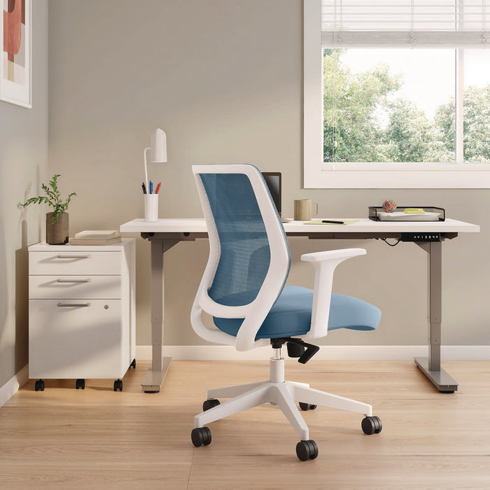 Alera Wessex Ergonomic Fabric Mesh Swivel Task Chair, Up to 275 lb, 17.09 to 20.83 Seat Height, Seafoam Seat/Back, White Base